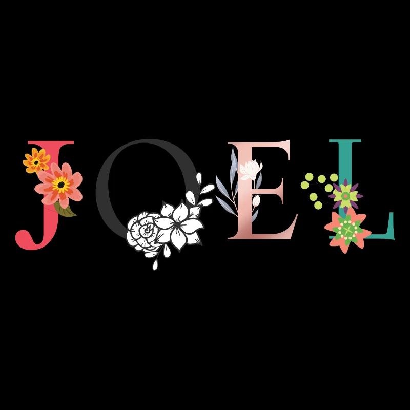 JOEL Art du nom avec des fleurs brodées