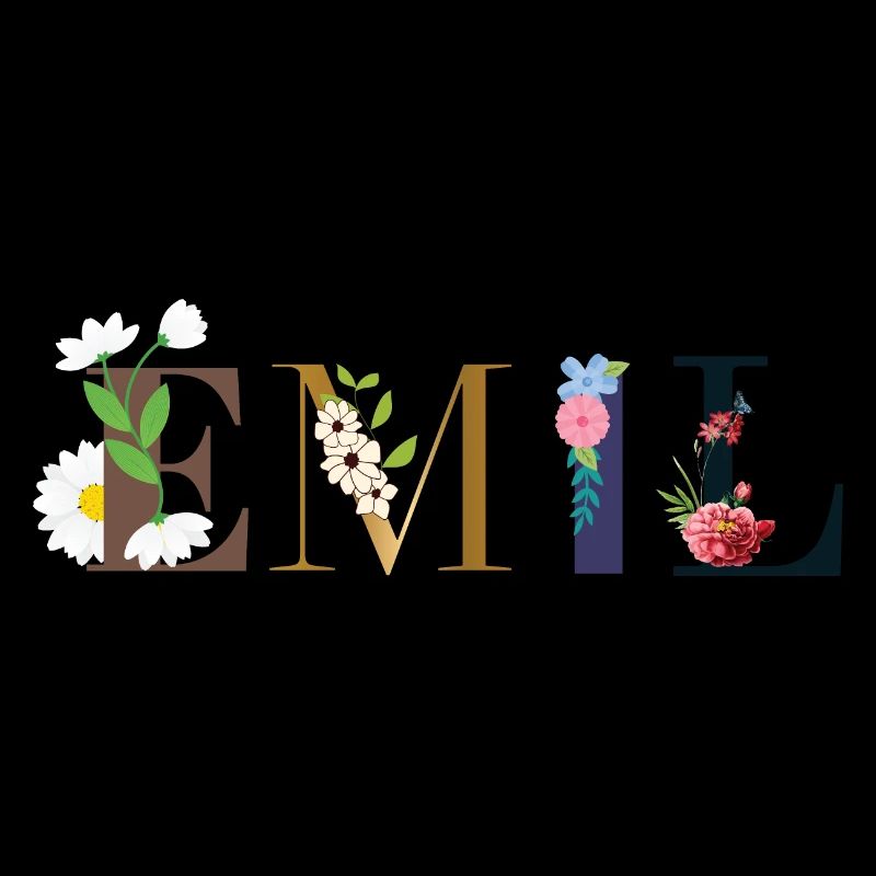 Le nom d’EMIL décoré de fleurs