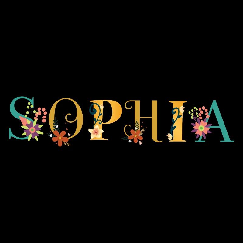Art du prénom SOPHIA avec fleurs brodées