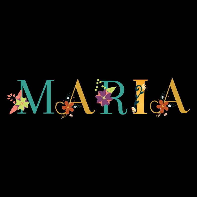 MARIA Nom Art avec fleurs brodées