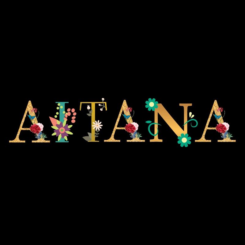 Le nom AITANA est décoré de fleurs