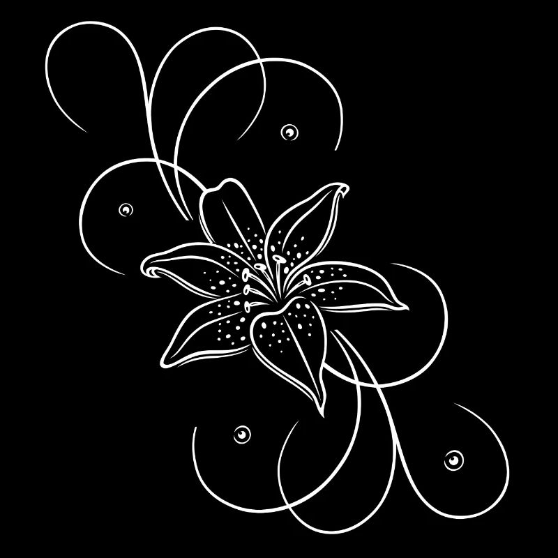 Lily with floral element. Summer time. White.