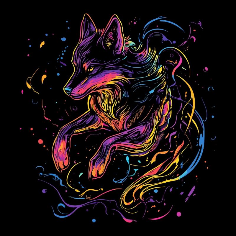 Wolf Wolf Head Wolves Wolf Pack Nature Neon Colorful
