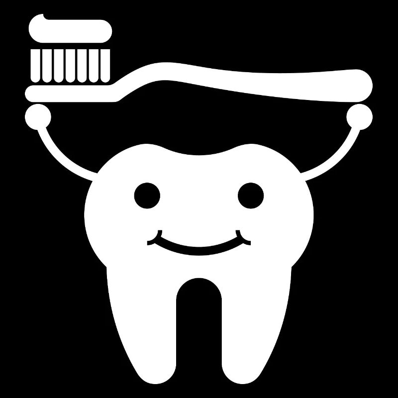 Tooth with toothbrush and toothpaste