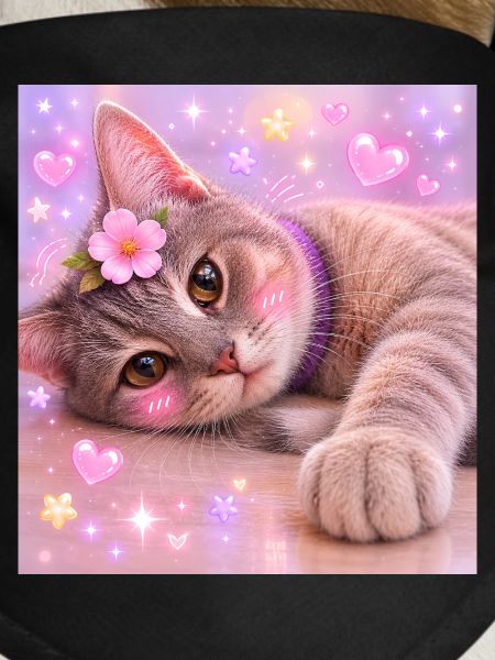 Kitten with Flower and Glitter