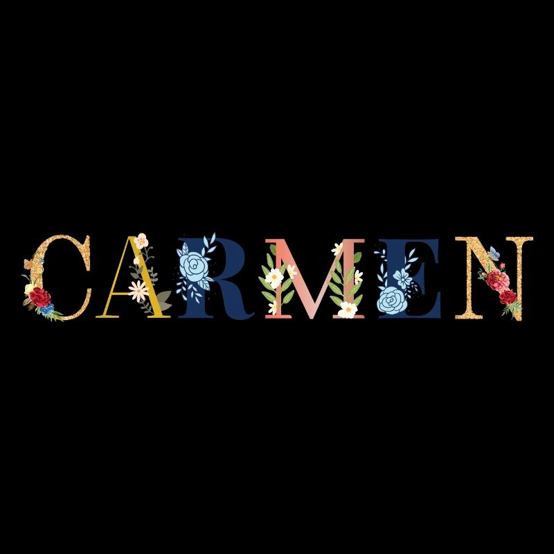 Art du nom CARMEN avec fleurs brodées