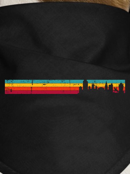Retro Skyline Rainbow Stripes