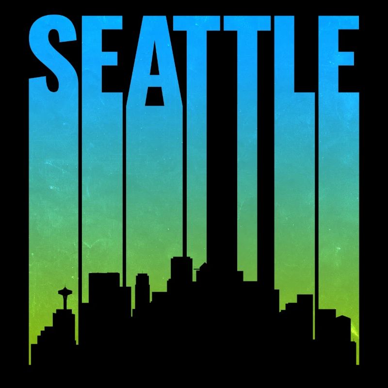 Seattle Neon Skyline Kunstdruck