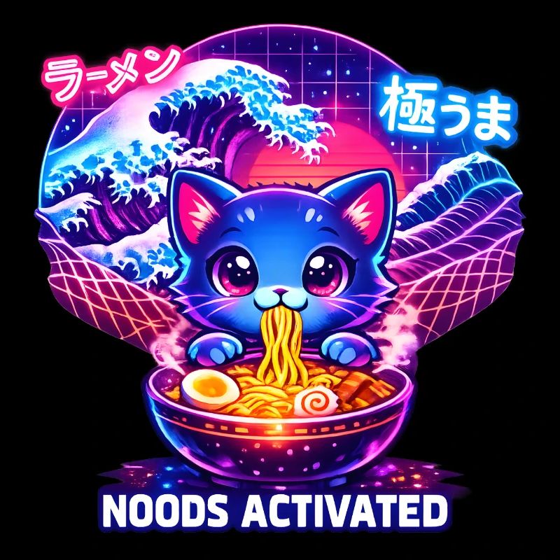 Ramen Kitty Neon Wave