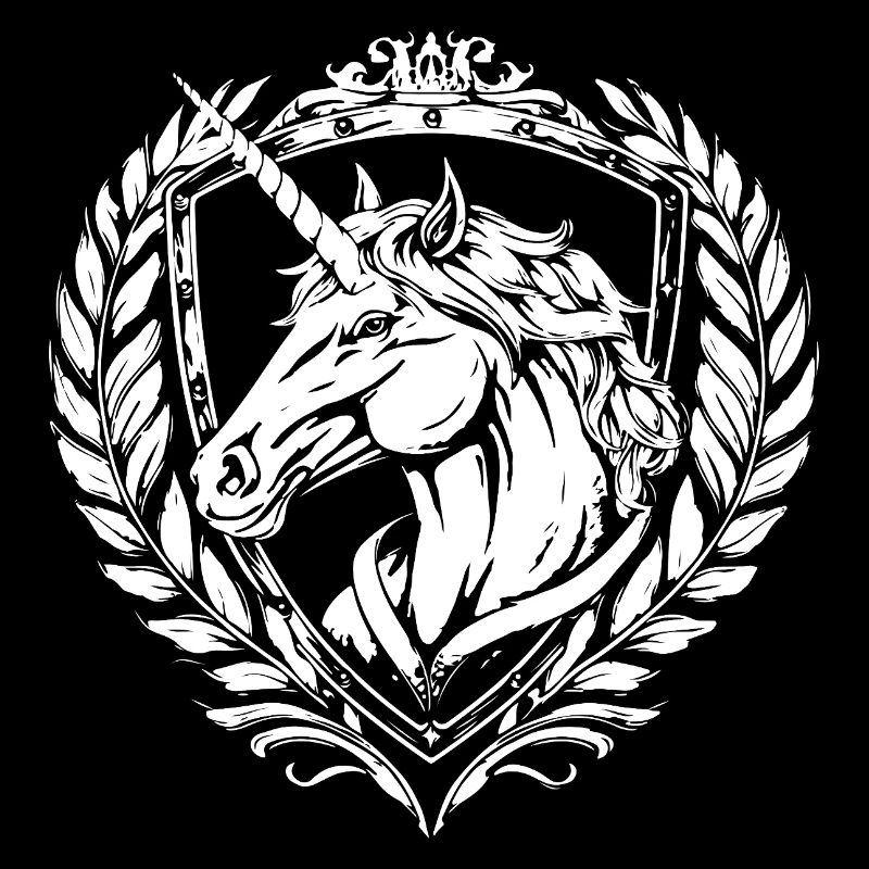 Blason de licorne en couronne de laurier