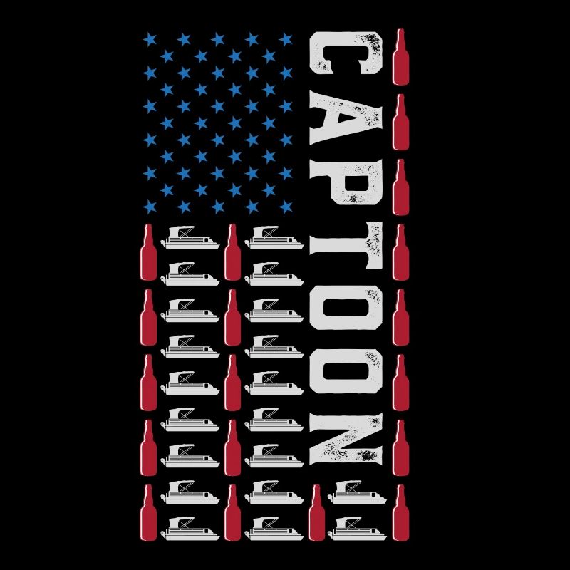 Captoon American Flag Pontoon Captain Beer July