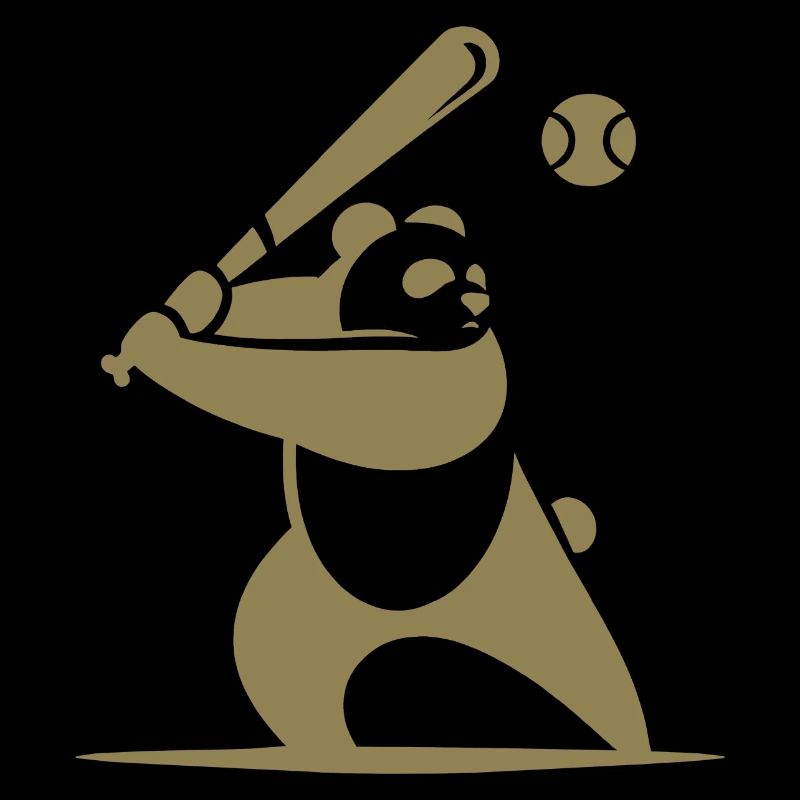 Minimalist panda baseball silhouette