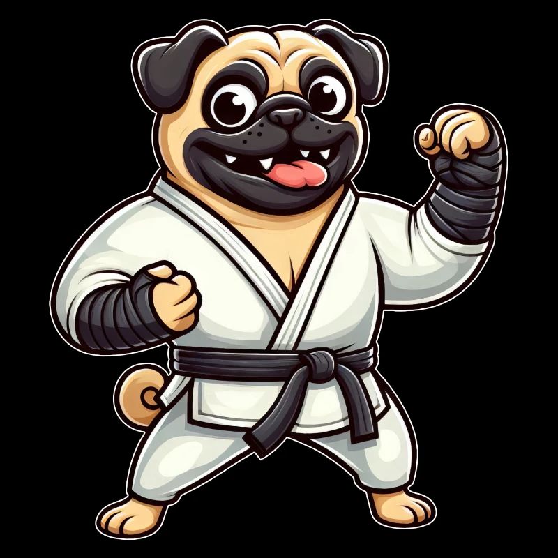 Lustiger Mops Karate Kampfsport Kampfkunst Hund