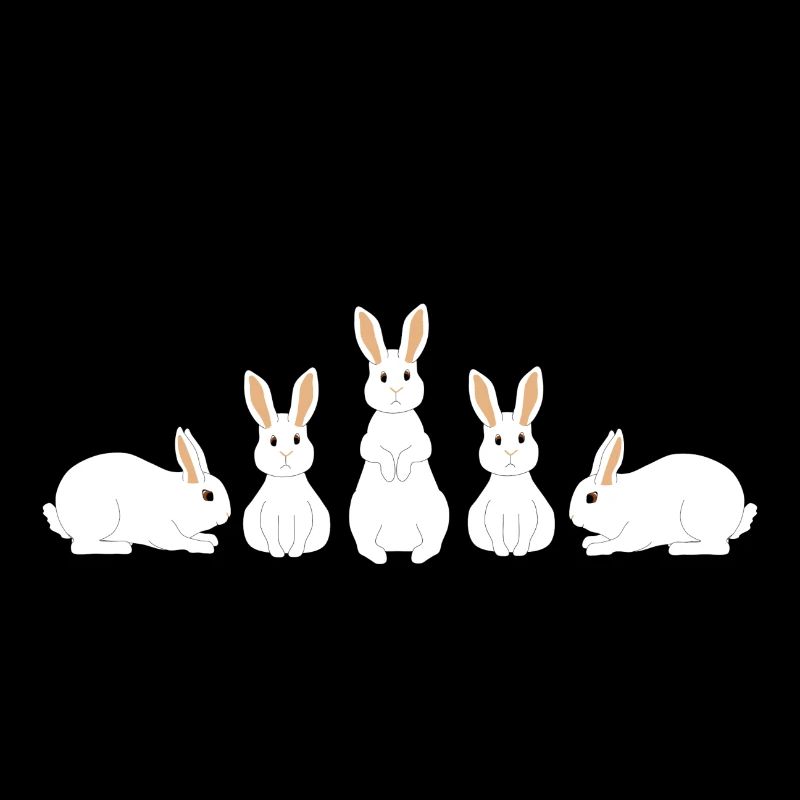 5 white rabbits