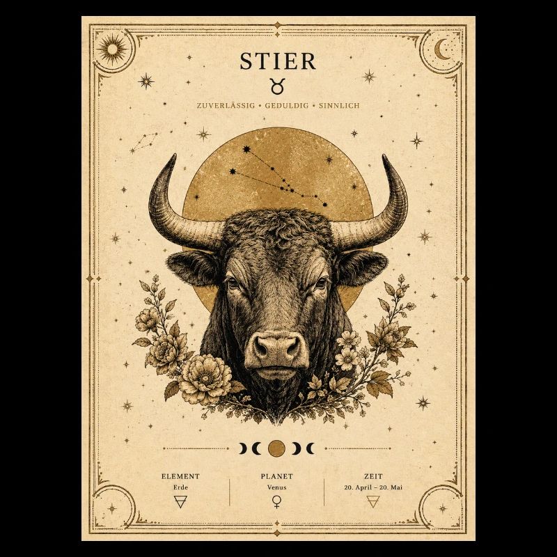Stier Sternzeichen Vintage