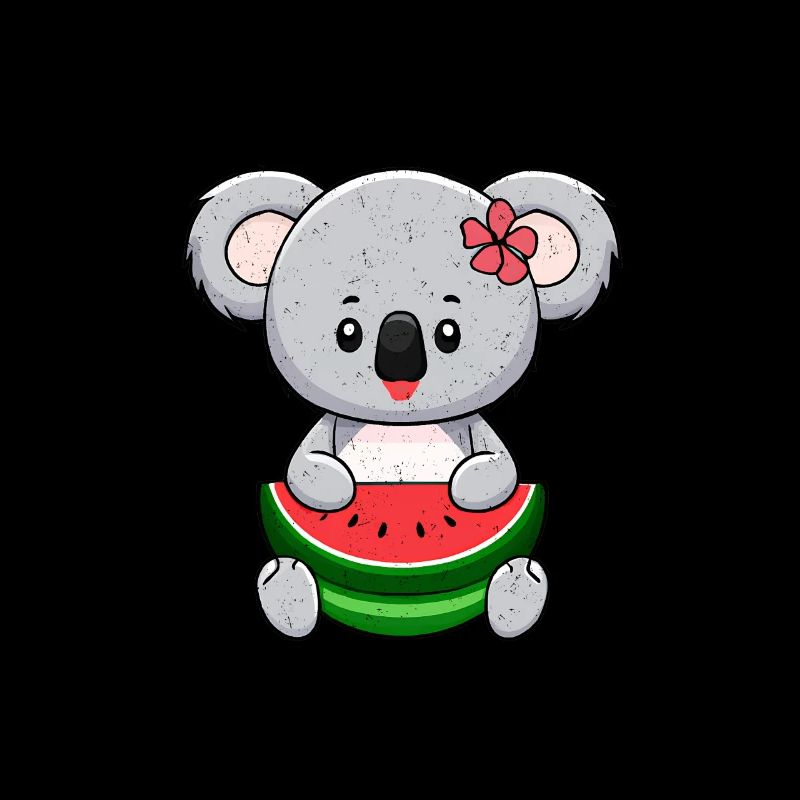 La douce fille Kawaii Koala mange de la pastèque