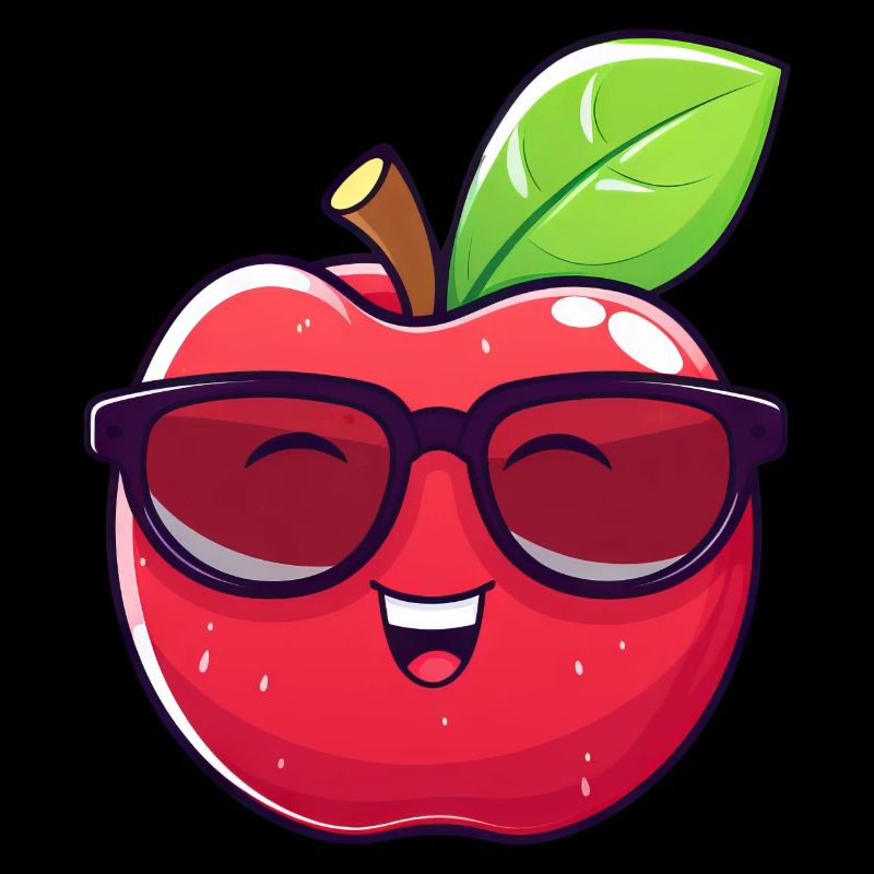 Cool kawaii apple with sunglasses Nerdiges