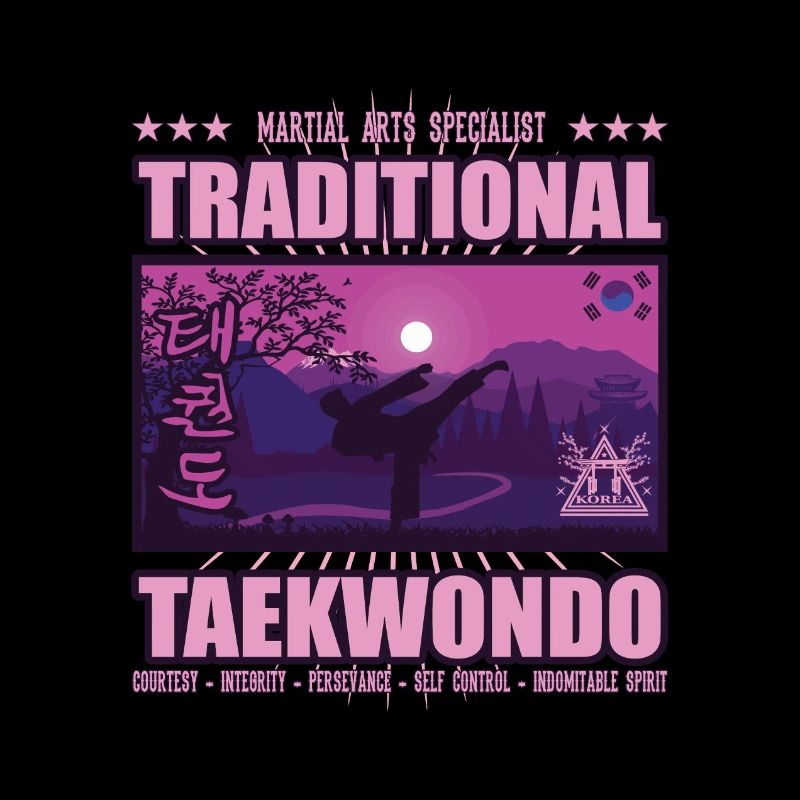 Taekwondo Corée Design, rose et violet