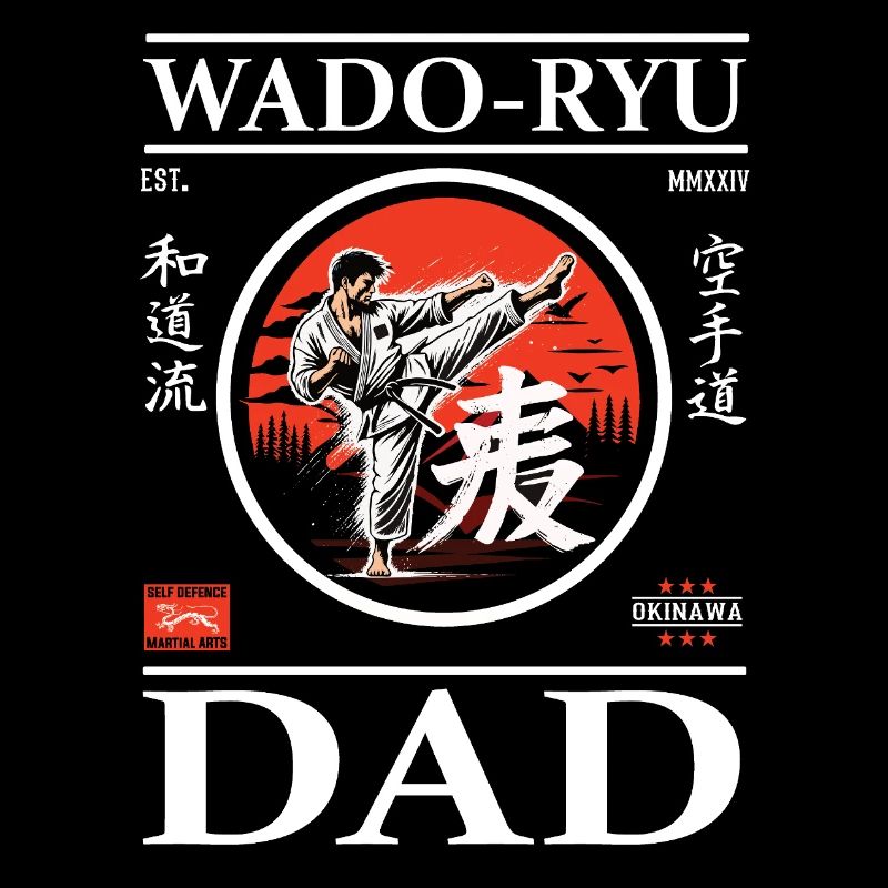 Wado-Ryu Karate Dad Design mit Karateka und Kanji