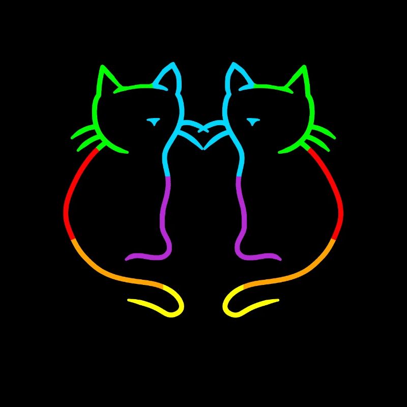 80er 90er Retro Regenbogen Herz Katzen Katze