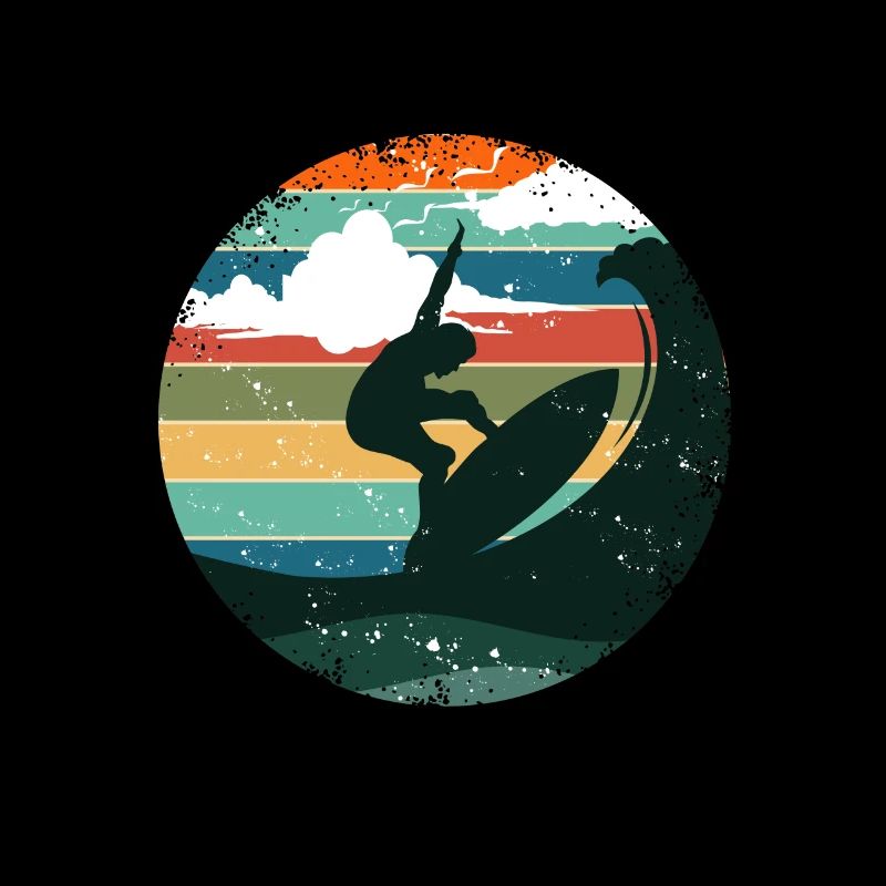 Surfing Surfer Beach Vintage Waves Retro