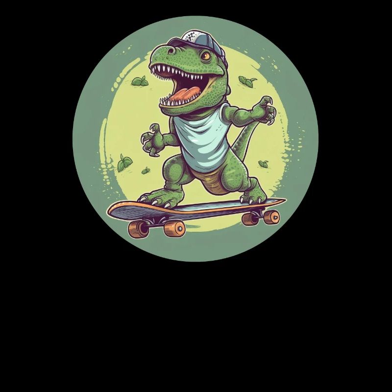 Cooler T-Rex mit Basecap auf Skateboard