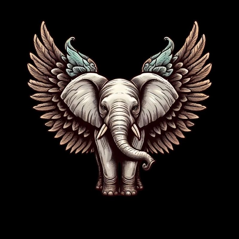 Éléphant de Noël : Ange de la douceur avec des ailes