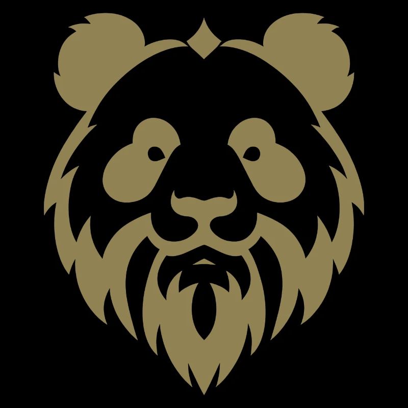 Panda with Beard Minimalist Bear Portrait