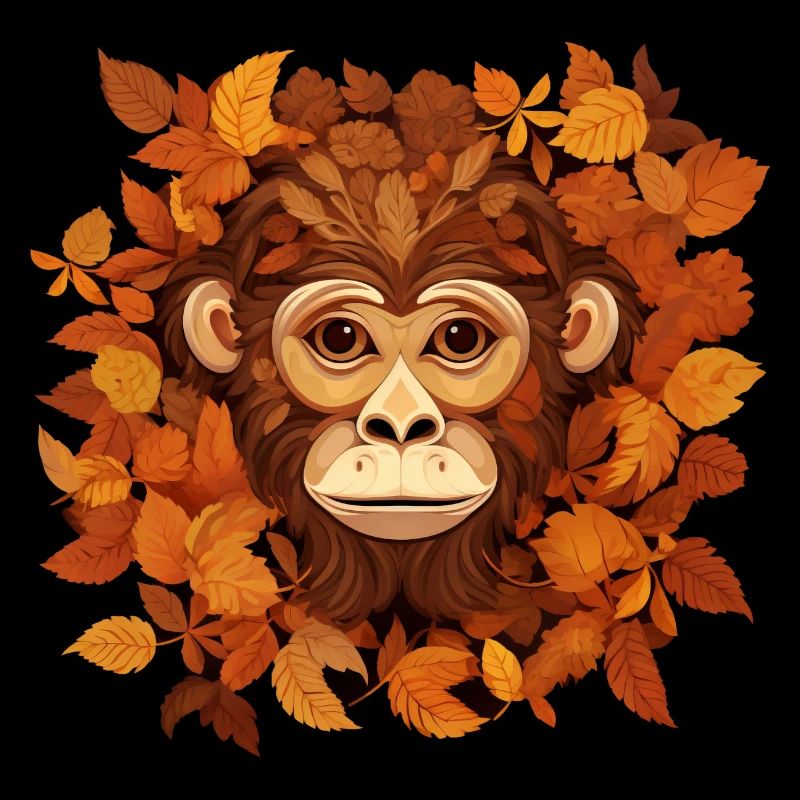 Herbstlicher Affe oder Schimpanse aus Blättern