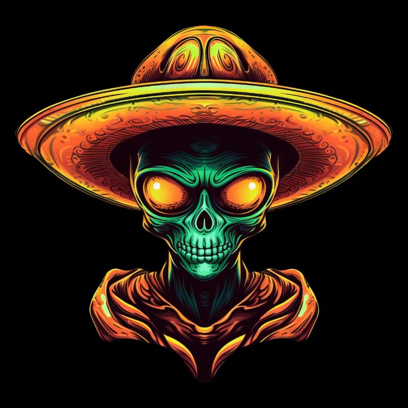Alien mexicain avec sombrero