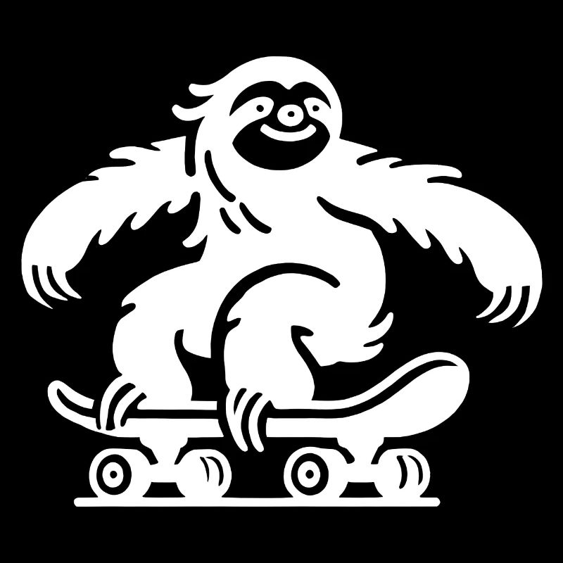 Faultier Skateboard Silhouette minimalistisch