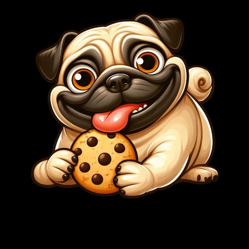 Pug with Cookie Candy Dessert