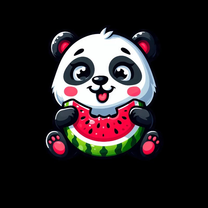 Panda Avec Pastèque Fruité Drôle