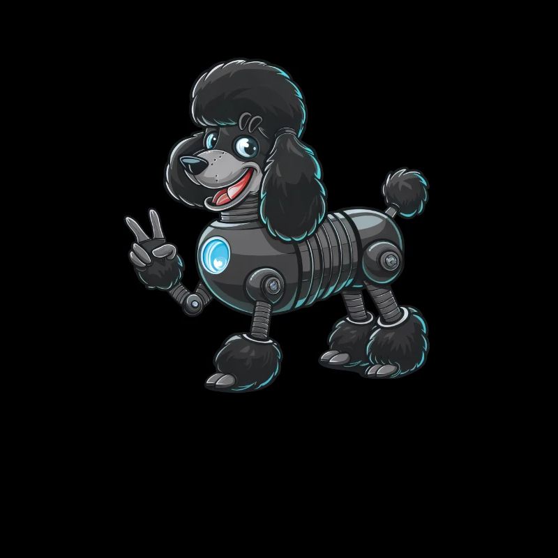 Caniche cyborg avec conception de robot de signe de paix