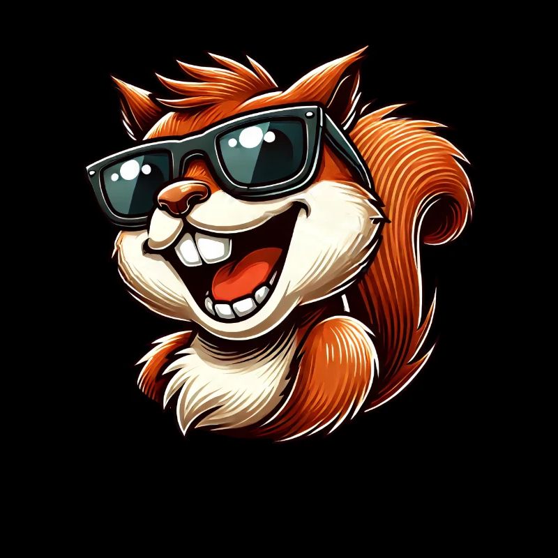 Cooles Eichhörnchen mit Sonnenbrille lachend