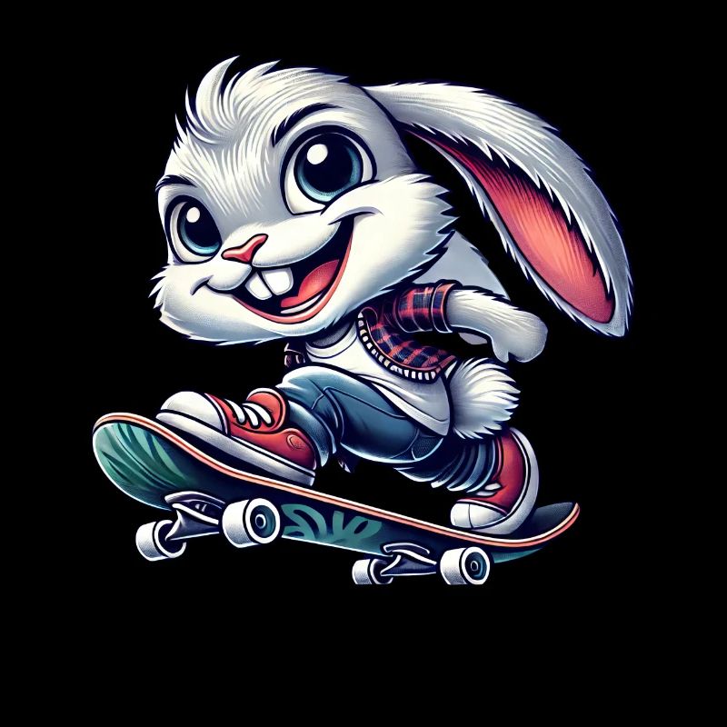Lapin Blanc Skateboard Skateboarder Drôle