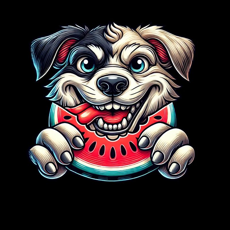 Drôle de labrador avec pastèque dessin animé été