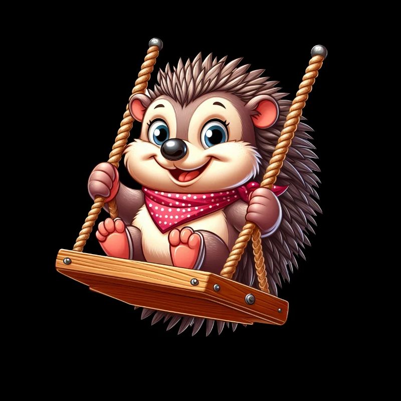 Mignon hérisson balançant terrain de jeu dessin animé