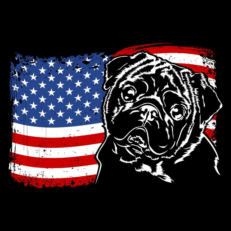 Mops Amerika Fahne Hund Hunde Wilsigns