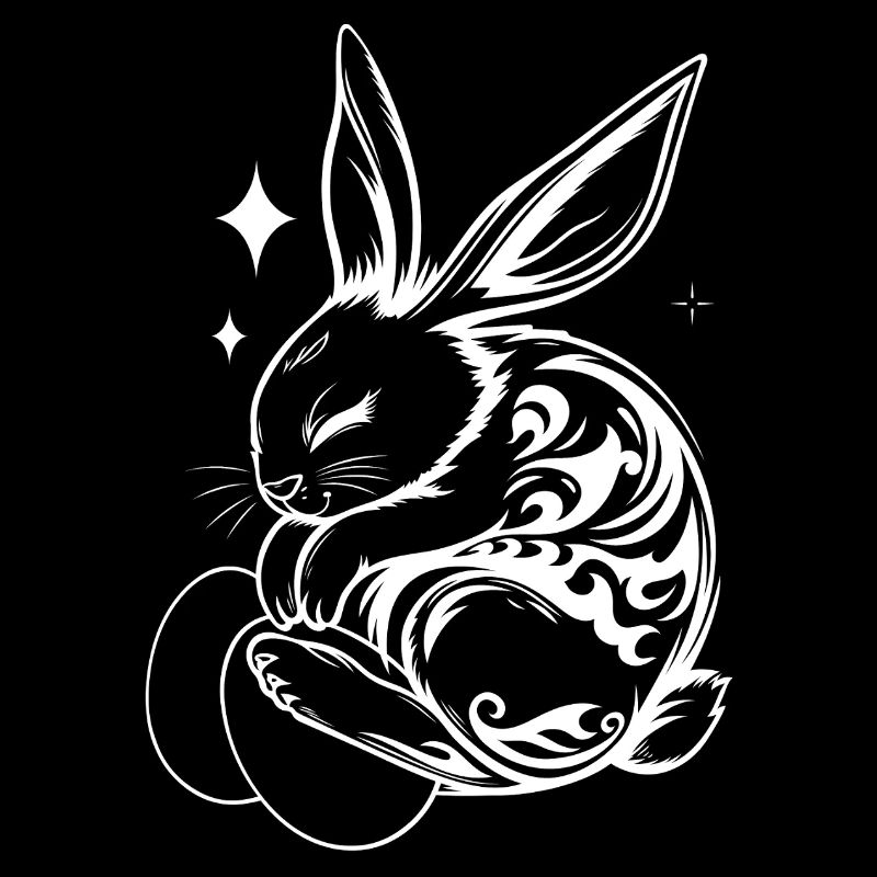 Sleeping Easter Bunny with Tribal and Eggs
