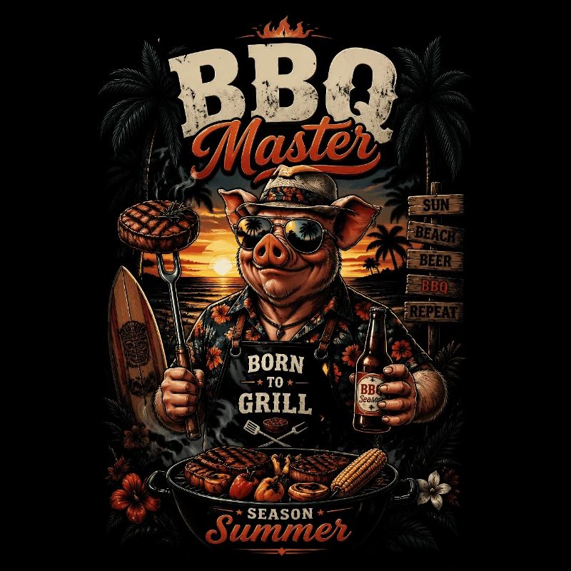 BBQ Master Tropic Pig - Humorous