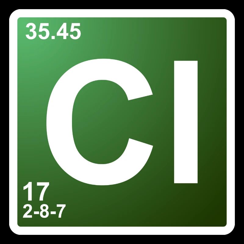 Cl - élément de chimie du chlore 17