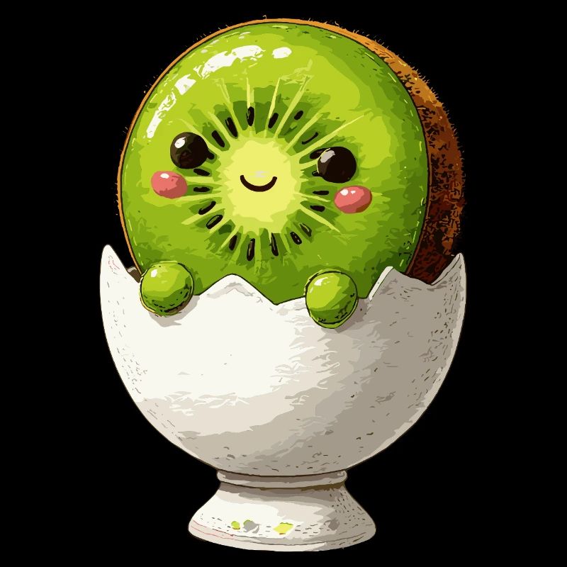Kiwifruit in eggshell smile