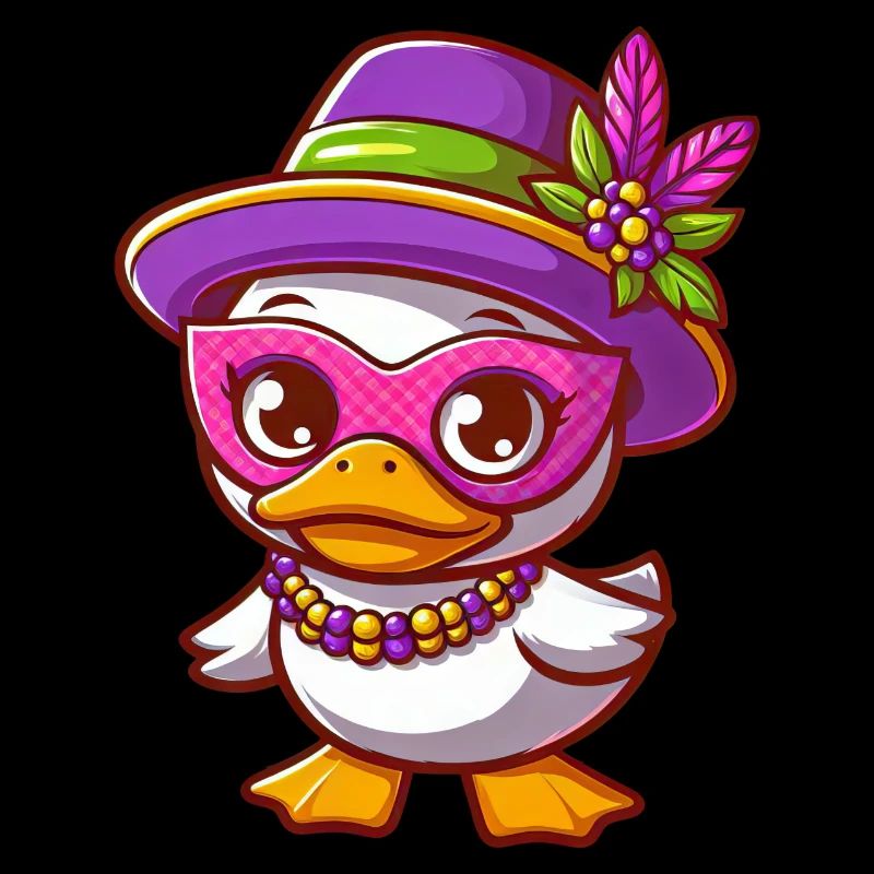 Canard blanc de Mardi Gras avec bijoux