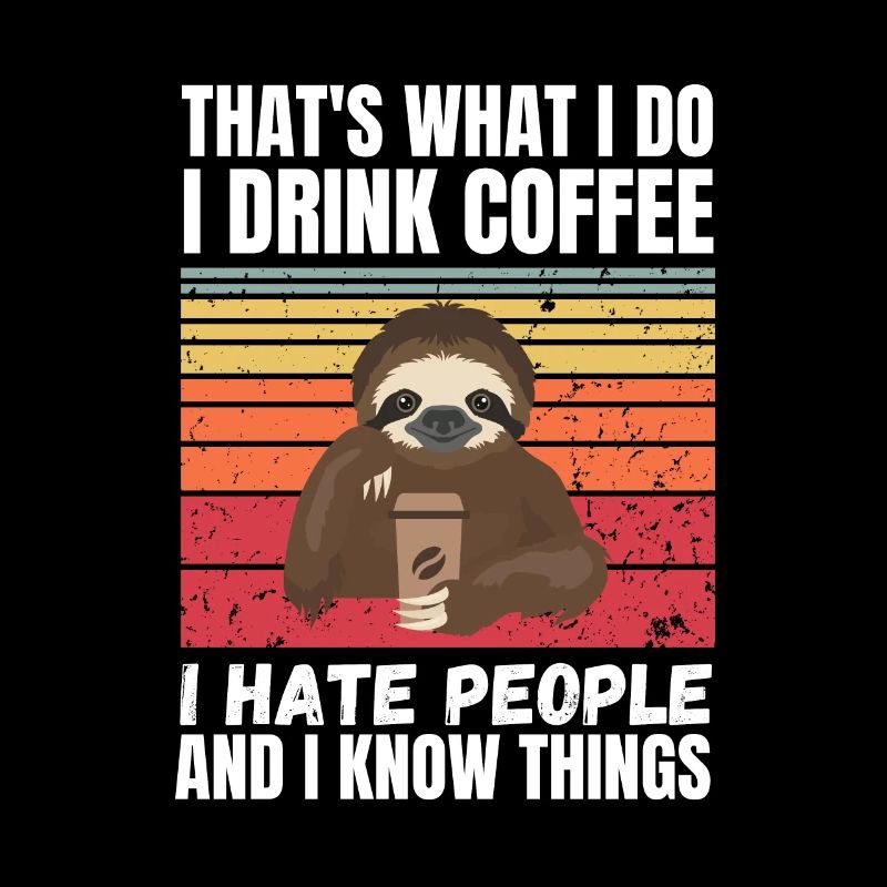 Sloth I Hate People Retro