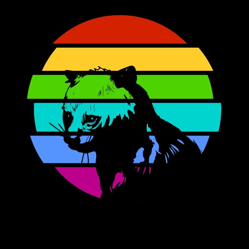 Jaguarundi vor Regenbogenhintergrund