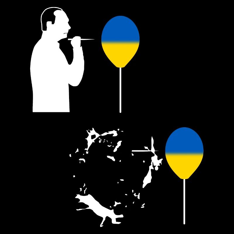 Un ballon ukrainien éclate Poutine (Blanc)