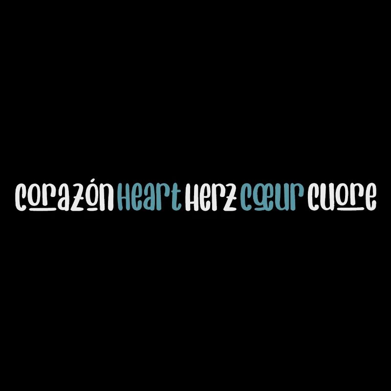 "Heart" - lettering in 5 languages two-tone light