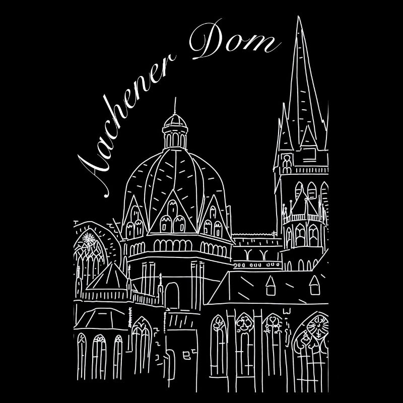 Aachen Cathedral in Germany, hand-drawn