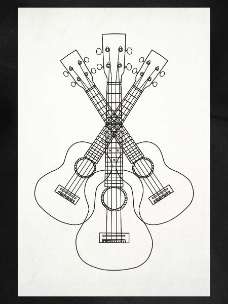 Ukulele LineArt black - Poster